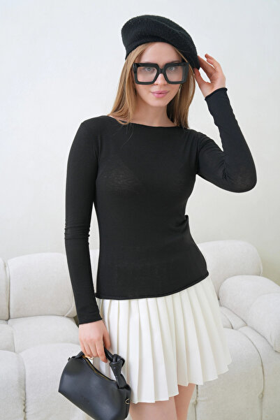 Park Karon Women's Wide Collar Long Sleeve Lycra Combed Cotton Blouse 13000