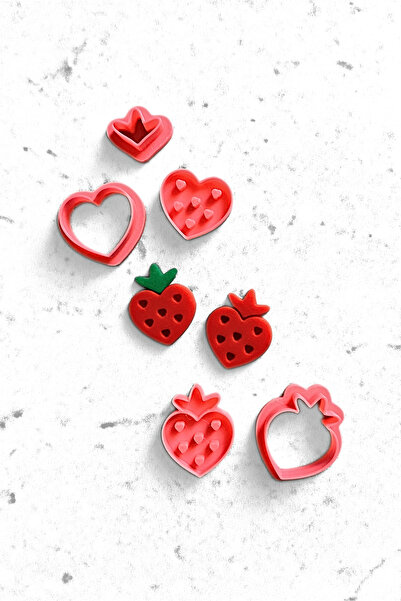 WE3D Valentine's Day - Heart Strawberry Polymer Clay Ceramic Dough Mold and S...