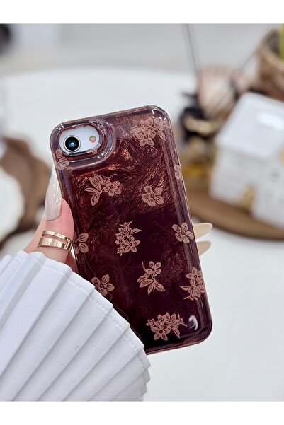 Go Aksesuar iPhone 7 - 8 - Se 2020 - Se 2022 Compatible Shine Brown Flower Co...