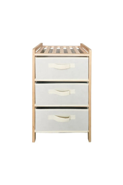 Lumi LUXURY Wooden Shelf with 3 Textile Drawers 32x26x60cm