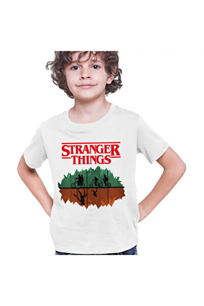 OEM Tricou Copii Baieti Stranger Things Padure Bicilete Abis Monstri