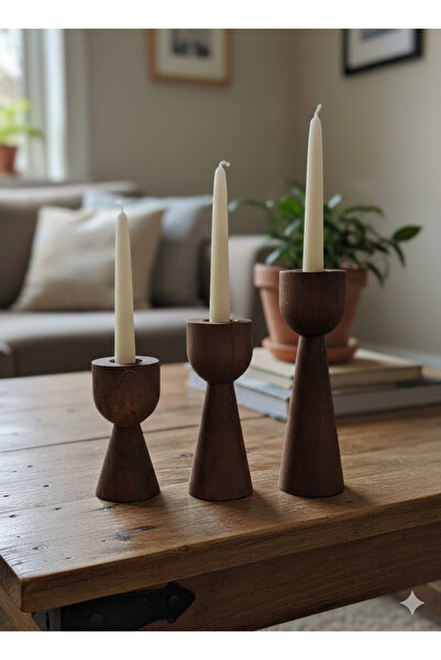 Woodya Ahşap fincan 3’LÜ şamdan seti