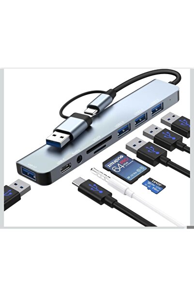 adacasa Macbook Pro Air Usb Type-c Hub Dönüştürücü Çevirici Çoklayıcı Usb Hdm...