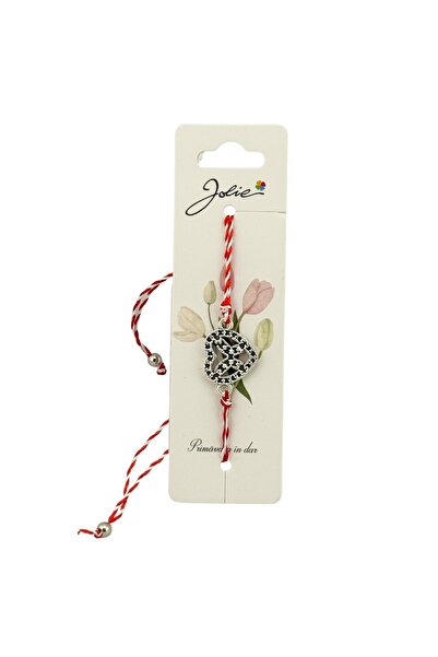 Flippy Martisor White-Red Bracelet with Metal Pendant, Jolie