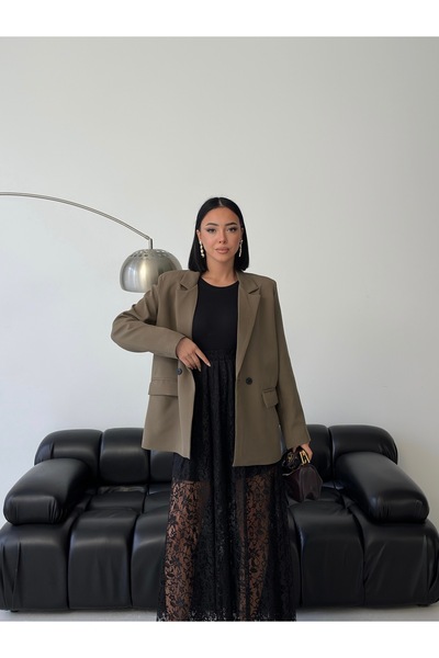 Bukamiss Jachetă blazer pentru femei kaki