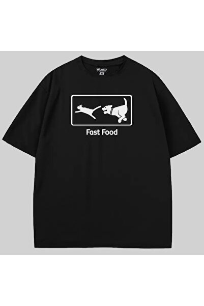 Crazy تي شيرت فاست فود دوج تشيس قصة فضفاضة