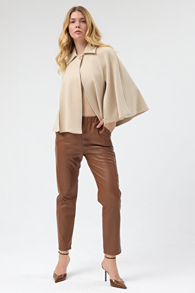 Laranor Pelerina și poncho relaxantă cu un singur nasture, cu guler de cămașă...