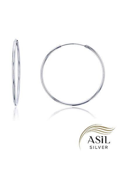 ASİL SİLVER ONLİNE 925 Ayar Gümüş 40 mm (Büyük Boy) Halka Küpe