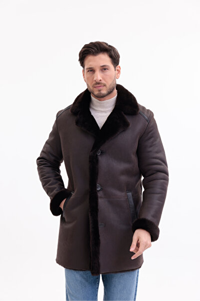 By Marki Marki Erkek Hakiki Deri Mont Nubuk Kahverengi italyan Kesim Düğmeli ...