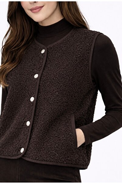 SHEBARA YUVARLAK YAKA CEPLİ KUZU YELEK