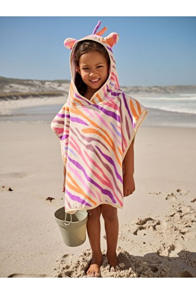 Next Baby Cotton Shiny Zebra Patterned Terry Poncho