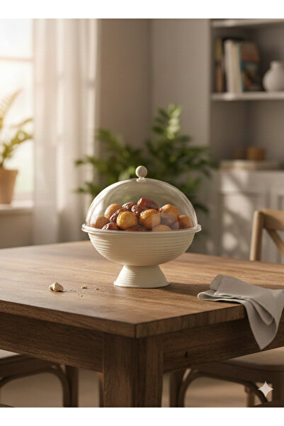 ABAREEK Serving bowl for dates or sweets with a clear plastic lid, 24 cm