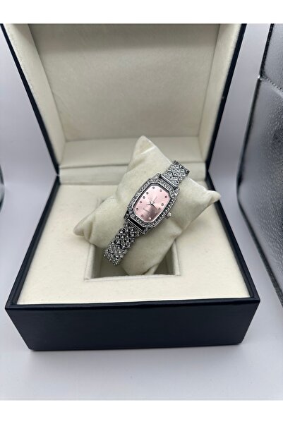 QUARTZ Rectangular Dial Stone Detailed Women's Wristwatch in Gift Box
