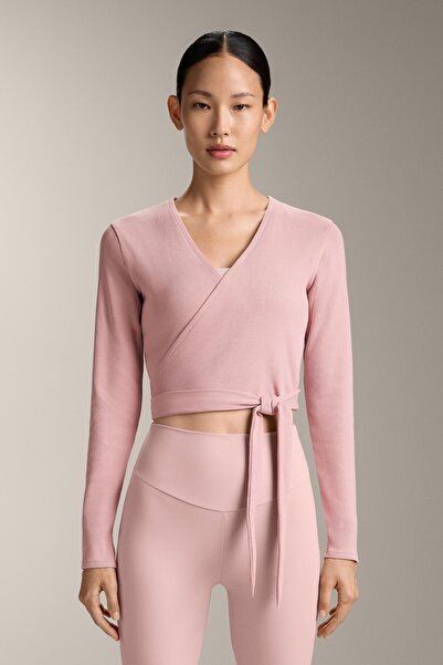 Oysho Rib pamuk karışımı kruvaze T-shirt