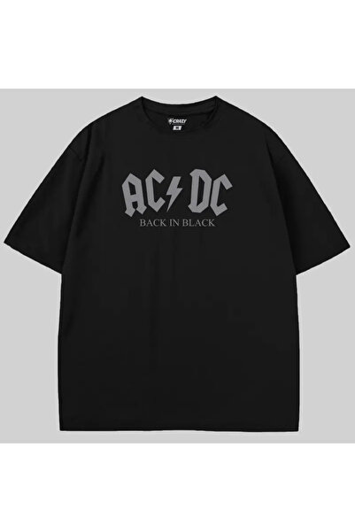Crazy AC/DC Back in Black Logo Оверсайз тениска