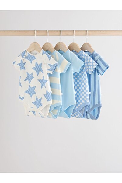 Next Baby Cotton Short-Sleeved Star Pattern 5-Piece Bodysuit Set