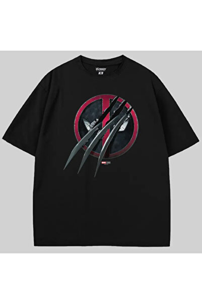 Crazy Μπλουζάκι με ικονογράφηση του Deadpool με νύχια του Wolverine oversized