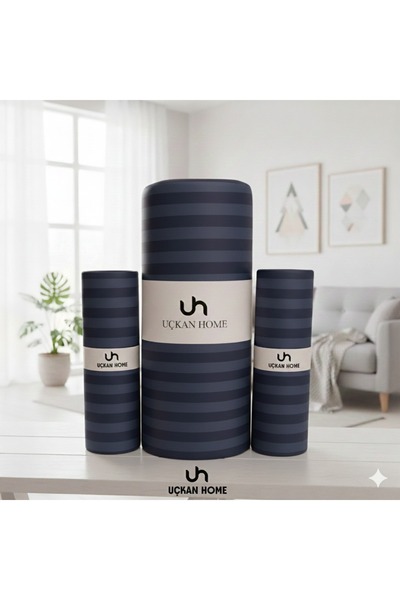 Uçkan home Cotton Satin Double Bed Sheet Set-Dark Blue