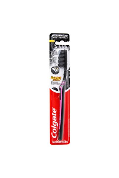 Colgate Set of 9 x Double Action Charcoal Toothbrushes, Medium