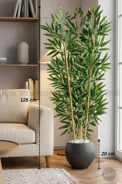BİÇİÇEK 125CM YAPAY BAMBU AĞACI KÜRE SAKSIDA