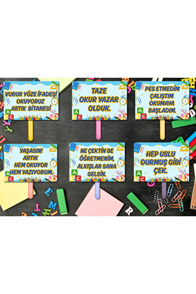 Kozalak Tasarım Reading Day I'M Reading Now Themed Hand Banners 6 Pieces