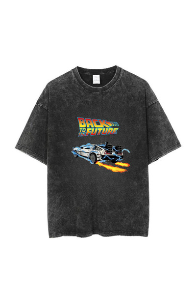 Le Savu Washable Back to the Future Printed Unisex Oversize Vintage T-Shirt