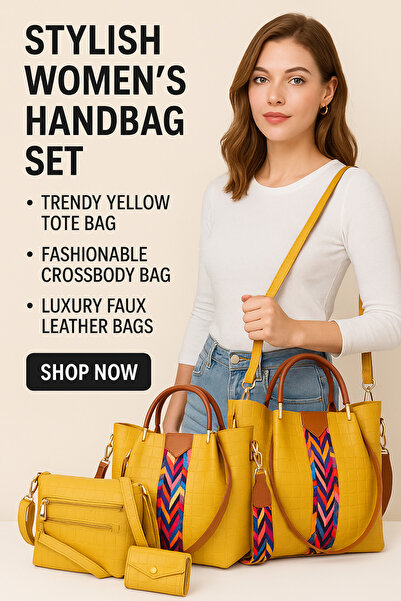 Generic Women’s PU Leather Handbag Set – Designer Tote Satchel Shoulder Bag w...