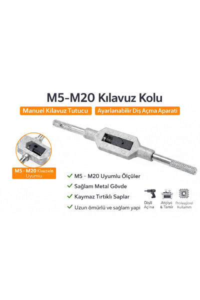 SENBANG M5–M20 Kılavuz Kolu | Manuel Kılavuz Tutucu | Ayarlanabilir Diş Açma ...