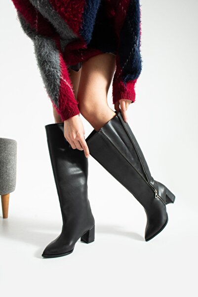 ZENNESHOES حذاء نسائي من الجلد الأسود بسحّاب من مونو