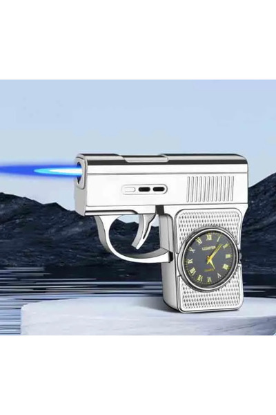 Mihristore Silah Şeklinde Çakmak Hediyelik Saatli Çakmak