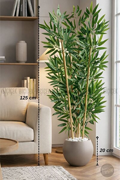 BİÇİÇEK 125CM YAPAY BAMBU AĞACI KÜRE SAKSIDA