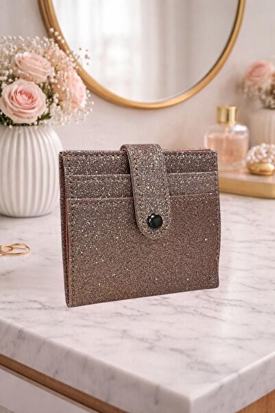 Lexa Aksesuar İthal Simli Desen Pudra Minimal Cüzdan Kartlık