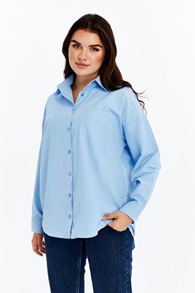 Chago Cămașă lungă din poplin, supradimensionată, cu buzunare, pentru femei