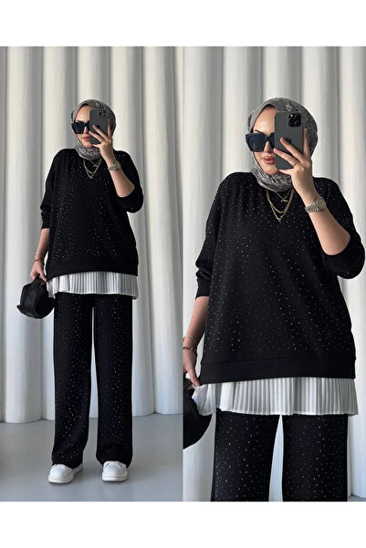 Nessia İçlik detaylı taşlı modal takım