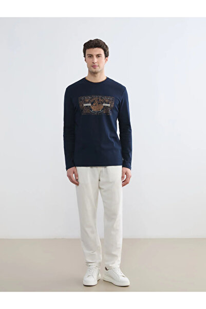 LC Waikiki LCWAIKIKI Pulover clasic bleumarin cu imprimeu pentru bărbați tricou