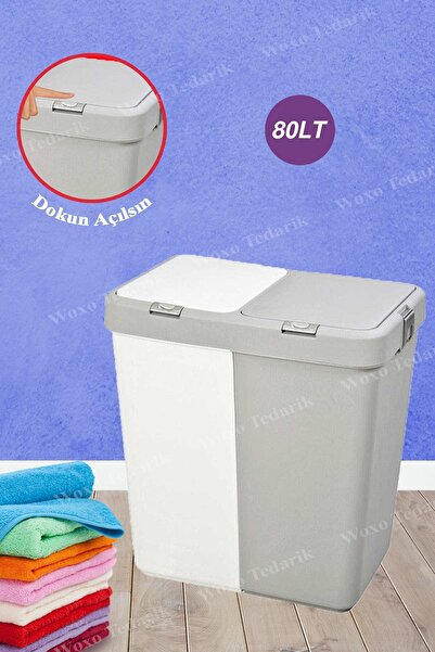 çt çeçem ticaret 2-Piece Touch Laundry Basket Dirty Laundry Hamper Bucket
