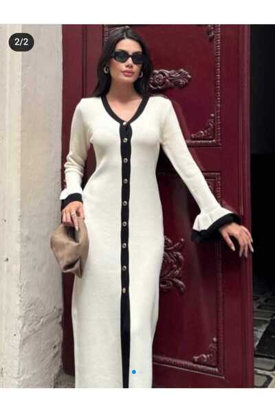 Abalı Yeni sezon kışlık triko maxi kadın elbise Jar Almajbour Sifon model