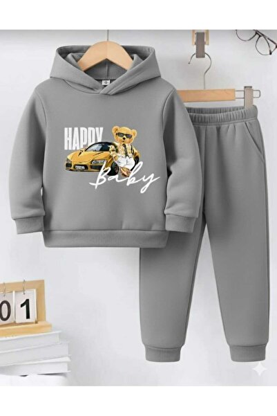 Nice Clothes Παιδικό Σετ Φόρμας με Κουκούλα UNISEX HAPPY BEAR ΚΙΤΡΙΝΟ ΤΑΞΙ ΜΕ...