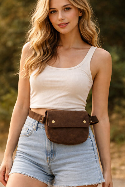 tutu tasarım alaçatı Hakiki Deri El Yapımı Bel Çantası – Vintage Kahverengi, ...