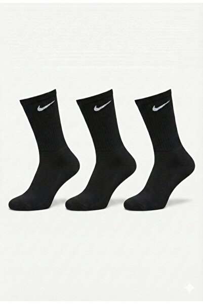 AnoaSales Set of 3 unisex ribbed long socks, white, One Size