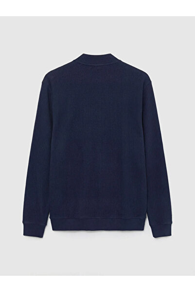 LC Waikiki Ανδρικό φούτερ με φερμουάρ Navy Blue College Collar