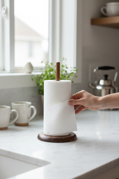 zezedesing Acacia Home Luxury Solid Acacia Wood Paper Towel Holder Kitchen Co...