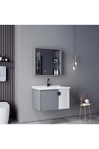 OEM MYKONOS Bathroom Furniture Set, 80x40cm, 2 Pieces, Grey and White