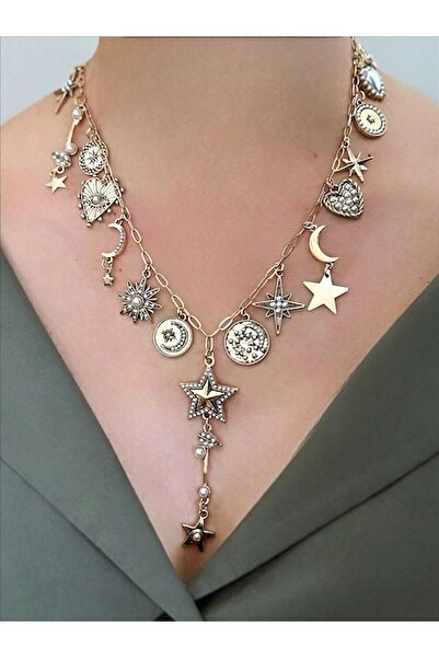 QA Quella Accessories ÖZEL SERİ ETNİK DESEN ÇOKLU CHARM SALLANTILI MARKA UZUN...