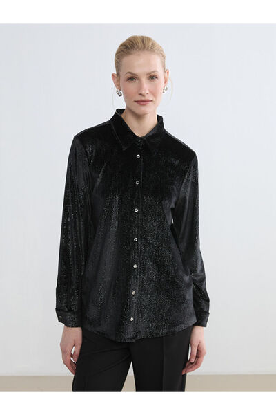 LC Waikiki Shiny Look Women's Velvet Shirt from Uzg Store for Style Enthusiasts