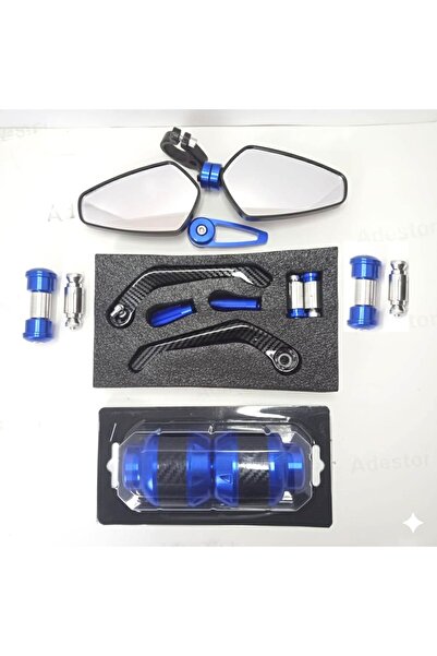 Mondial drift l gidon ayna mavi set ayna +karbon manet + ön teker takozu set