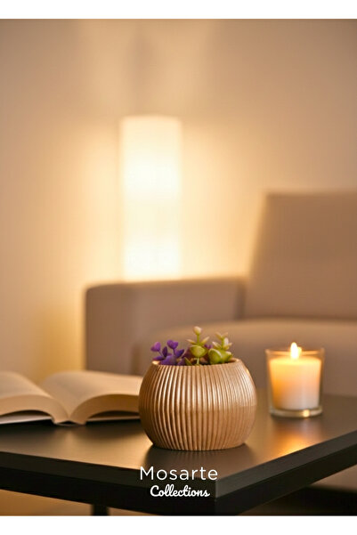 Mosart مزهرية بتصميم دائري محزز عصري / قطعة ديكور