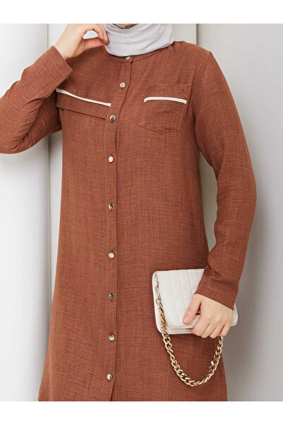 NURSİDA Sofia Keten Düğmeli Tunik Pantolon İkili Takım