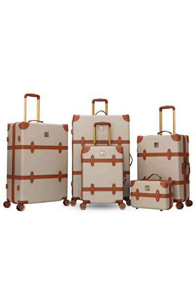D Dive Luxury 5-piece hard-shell luggage set with double spinner wheels and T...