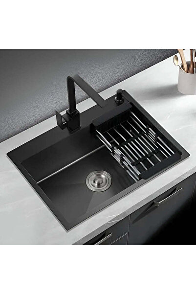 OEM Chiuveta Bucatarie Inox 50x40x21 cm Negru Grafit